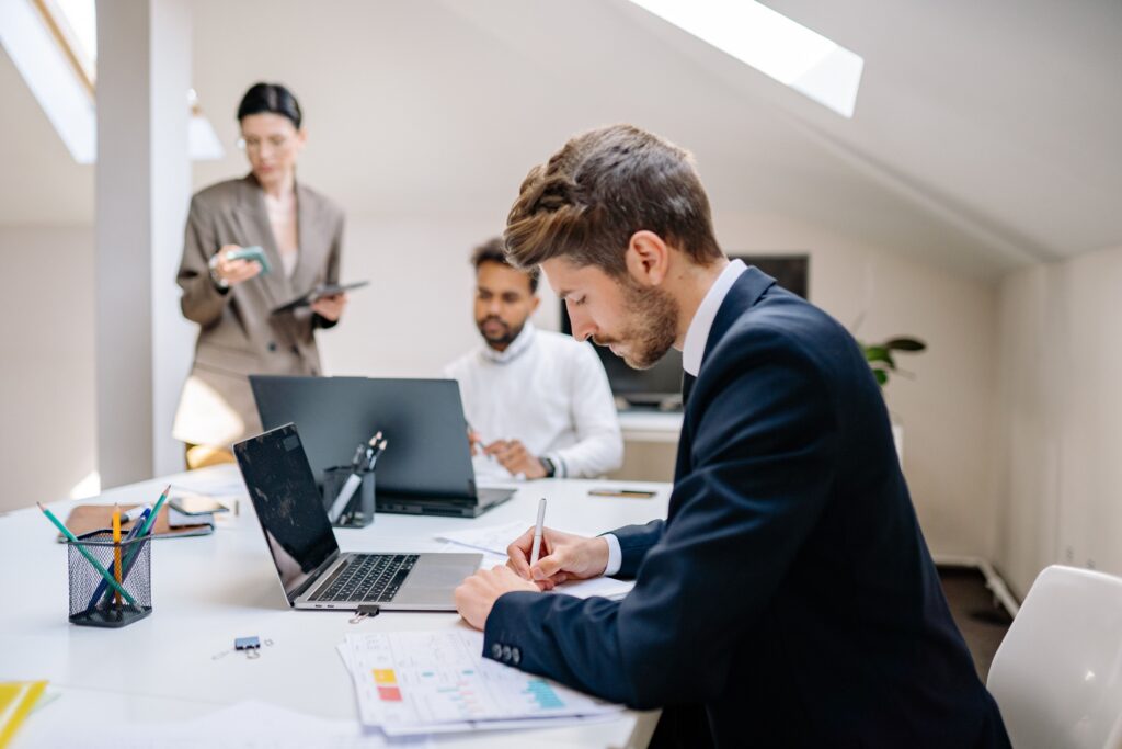 Business professional analyzing customer outreach and relationship-building strategies to support long-term business growth