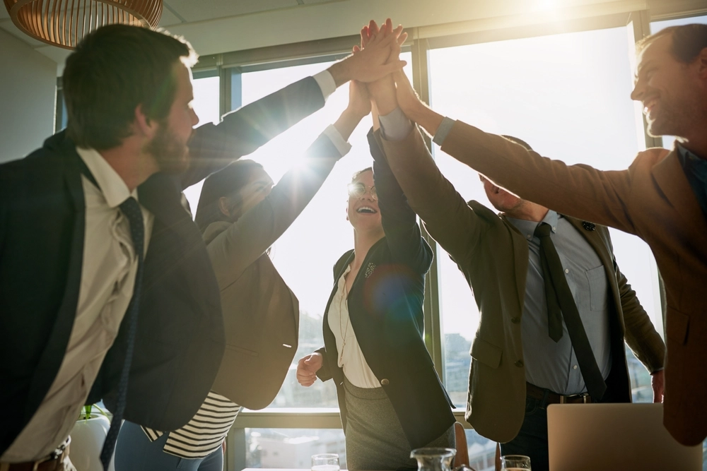 Corporate professionals collaborating on projects